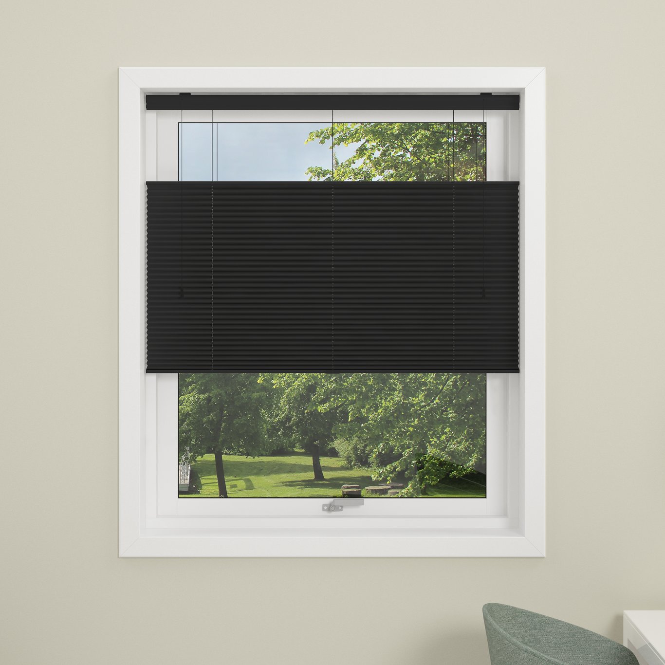 DEBEL PLISSÉGARDIN TOUCH SPLIT LYSDEMPENDE SORT 60X160