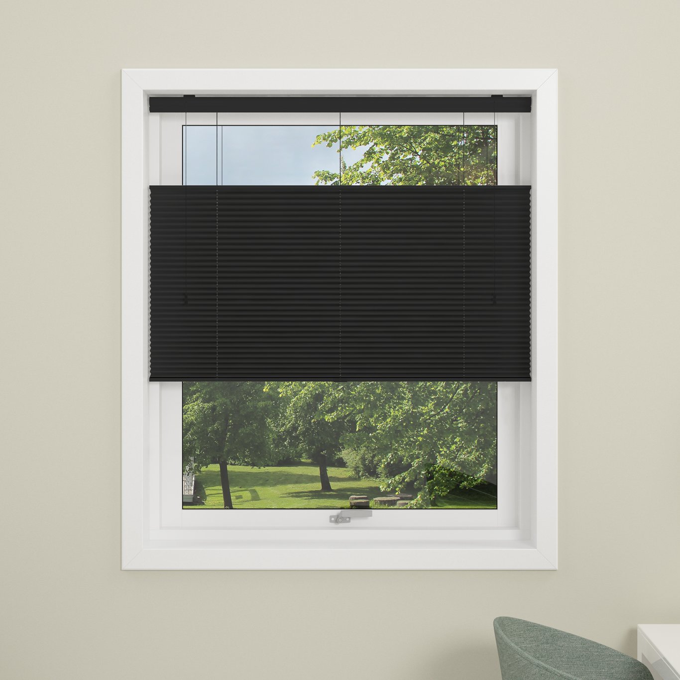 DEBEL PLISSÉGARDIN TOUCH SPLIT LYSDEMPENDE SORT 80X160