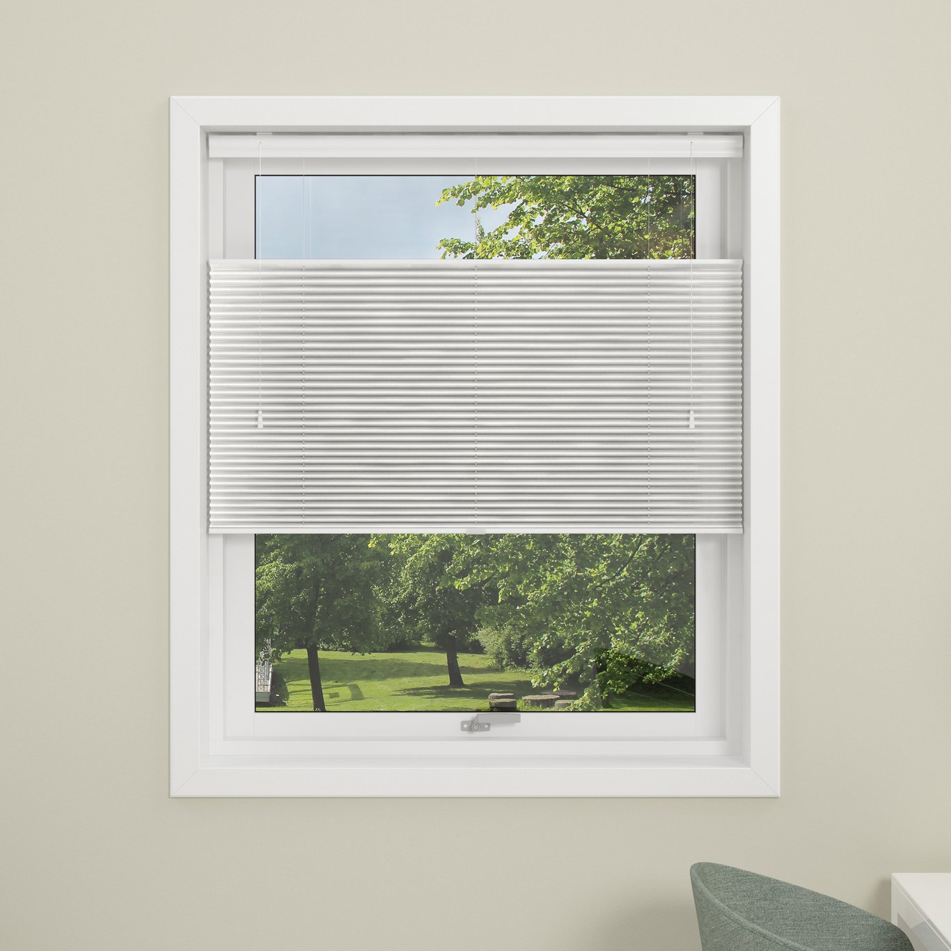 DEBEL PLISSÉGARDIN TOUCH SPLIT LYSDEMPENDE HVIT 140X160 DEBEL PLISSÉGARDIN TOUCH SPLIT LYSDEMPENDE HVIT 140X160