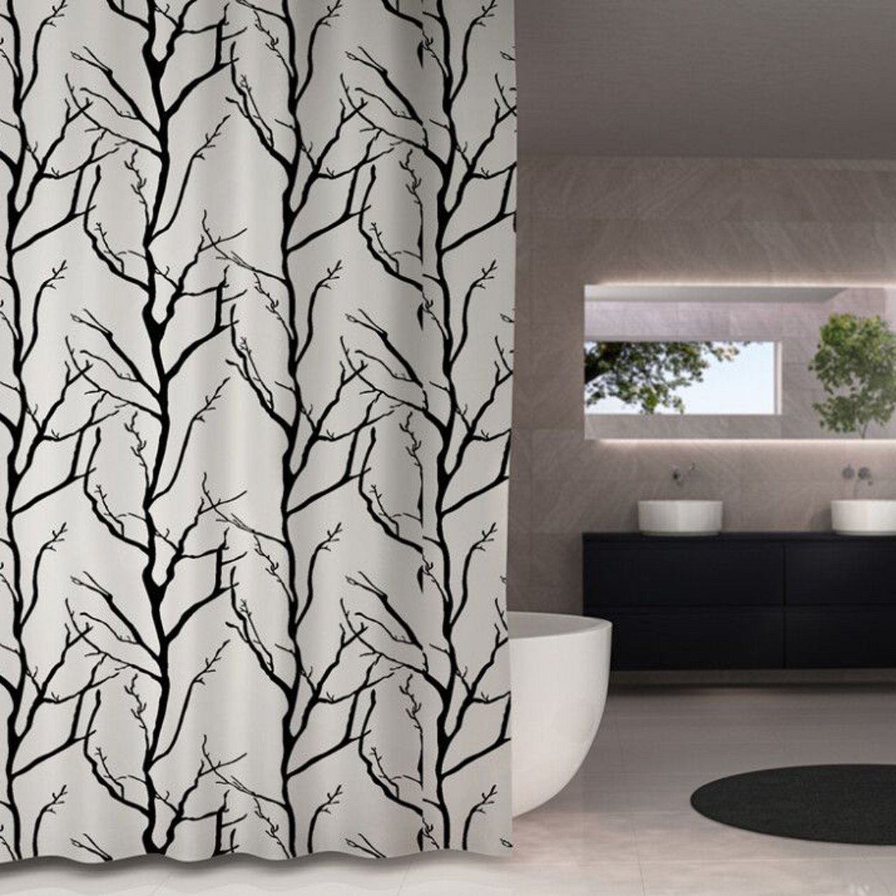 DEBEL DUSJFORHENG TREE 180X230 HVIT/SORT DEBEL DUSJFORHENG TREE 180X230 HVIT/SORT