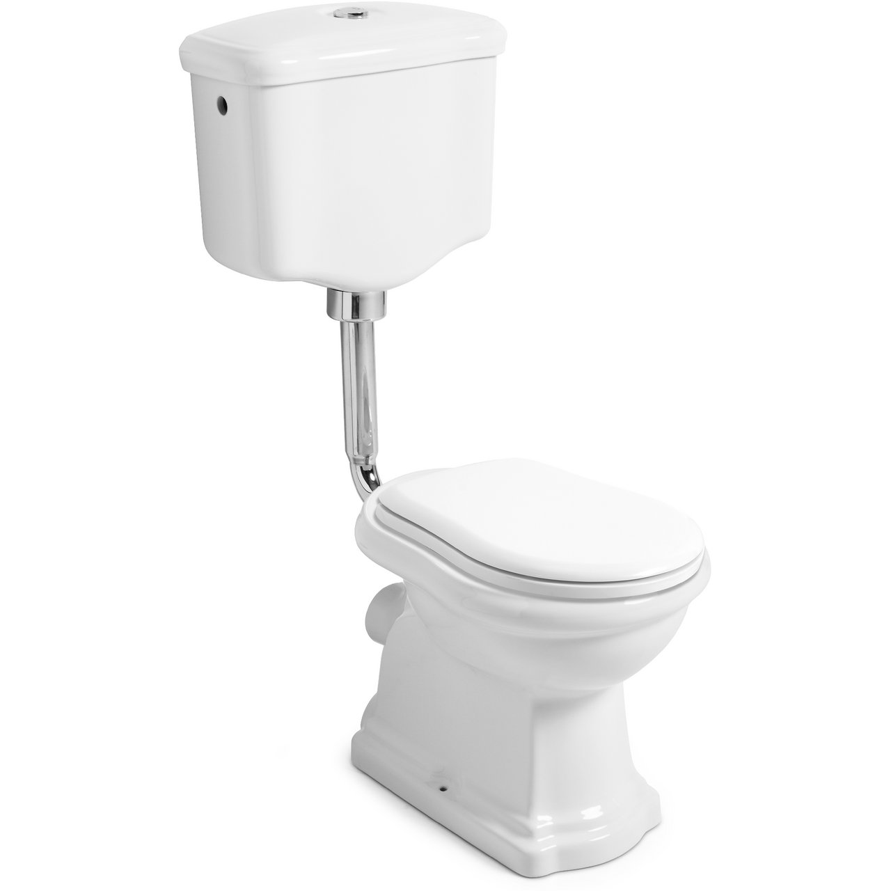 LAVABO RETRO LOW TOALETT M/P-LÅS HVIT M/KROM RØR LAVABO RETRO LOW TOALETT M/P-LÅS HVIT M/KROM RØR