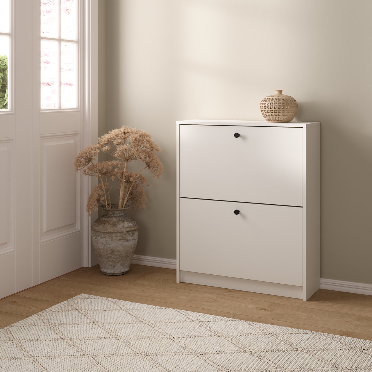 LIND FIORA SKOSKAP HVIT 2 DØRER 70X24X85