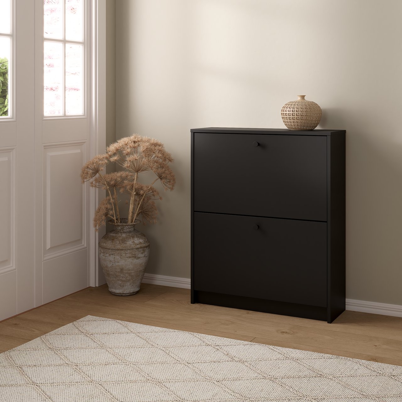 LIND FIORA SKOSKAP SORT 2 DØRER 70X24X85