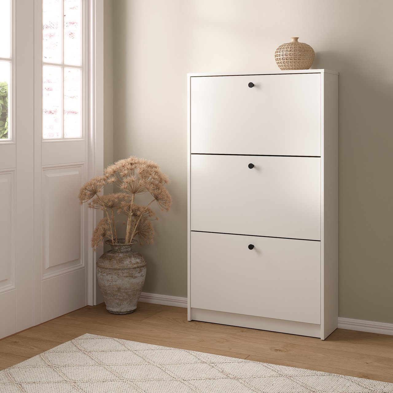 LIND FIORA SKOSKAP HVIT 3 DØRER 70X24X124