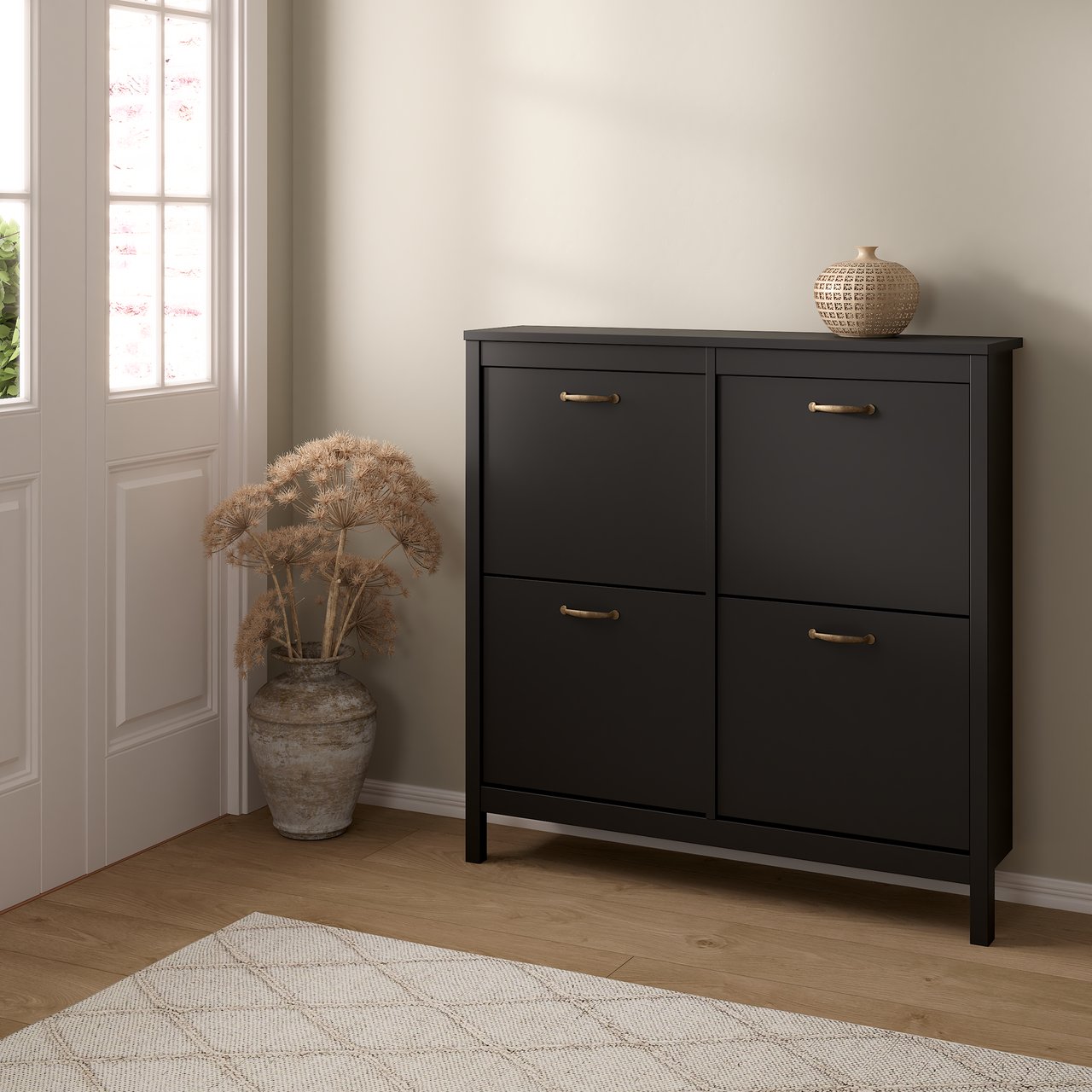 LIND LEONA SKOSKAP SORT 4 DØRER 103X25X103