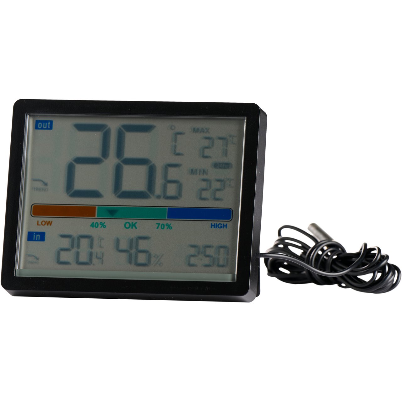 DAY TERMOMETER INNE/UTE M/LEDNING SORT