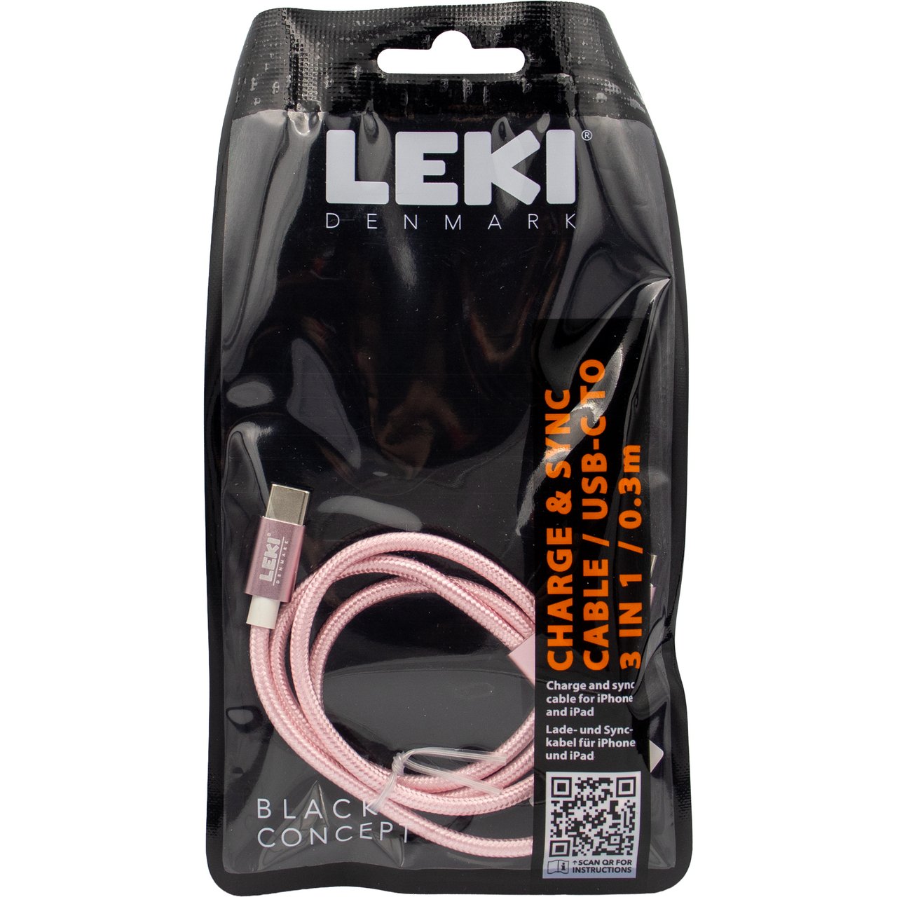 LEKI DENMARK BRAIDED PINK CABLE 3 IN 1 0.30 M