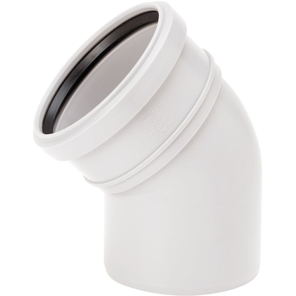 UPONOR DECIBEL BEND 110-45 M/MUFFE HVIT UPONOR DECIBEL BEND 110-45 M/MUFFE HVIT