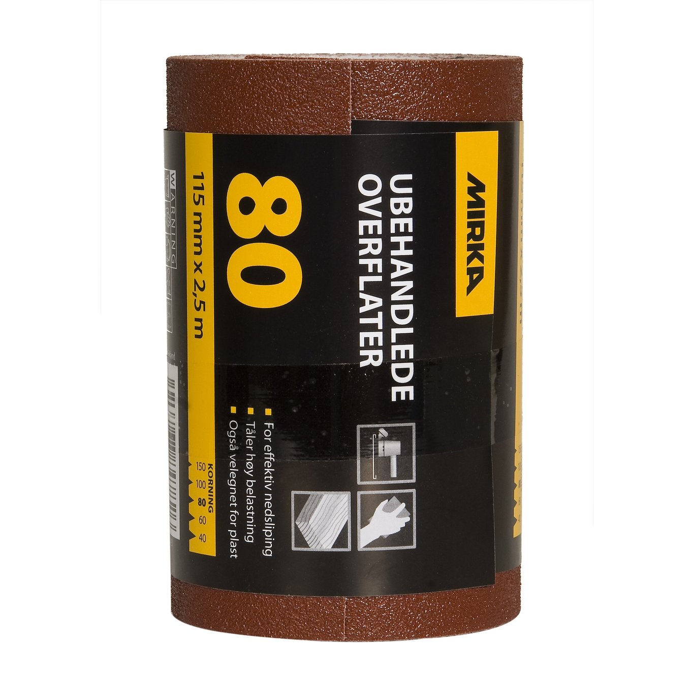 MIRKA SLIPERULL UBEHANDLET 115MM X 2.5M K80 MIRKA SLIPERULL UBEHANDLET 115MM X 2.5M K80