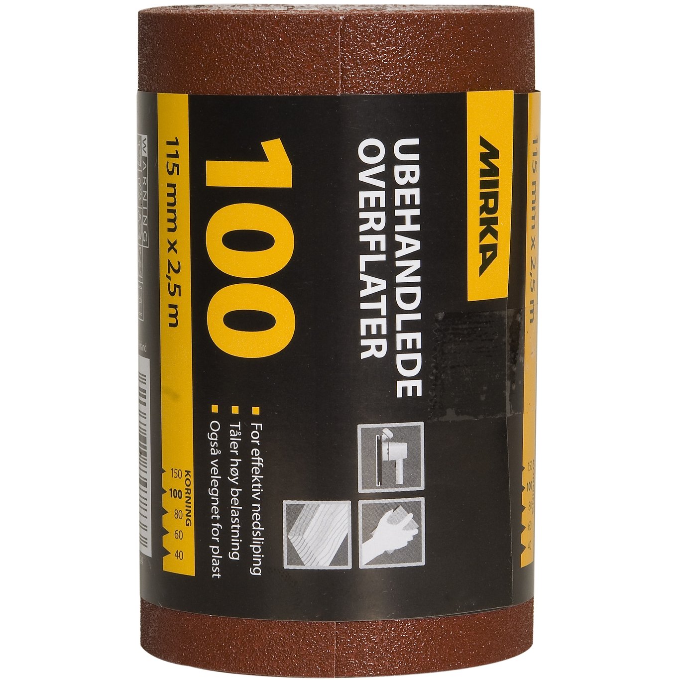 MIRKA SLIPERULL UBEHANDLET 115MM X 2.5M K100 MIRKA SLIPERULL UBEHANDLET 115MM X 2.5M K100