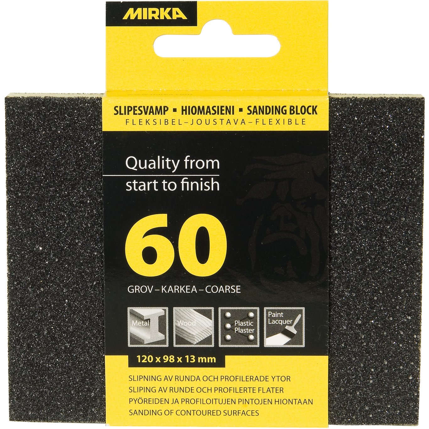 MIRKA SLIPESVAMP FLEXIBEL 120X98X13MM K60 MIRKA SLIPESVAMP FLEXIBEL 120X98X13MM K60