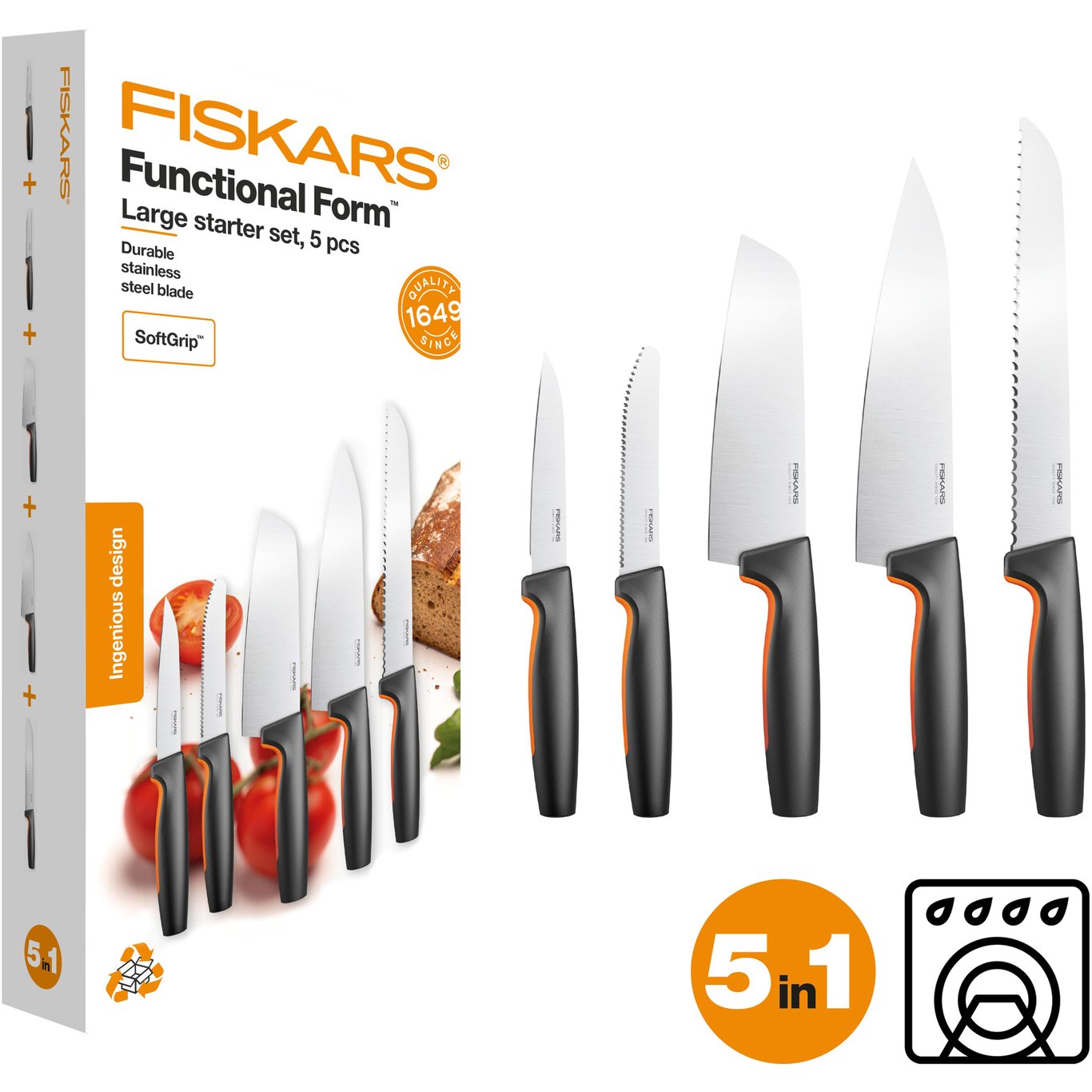 FISKARS FUNCTIONAL FORM KNIVSETT, 5 KNIVER