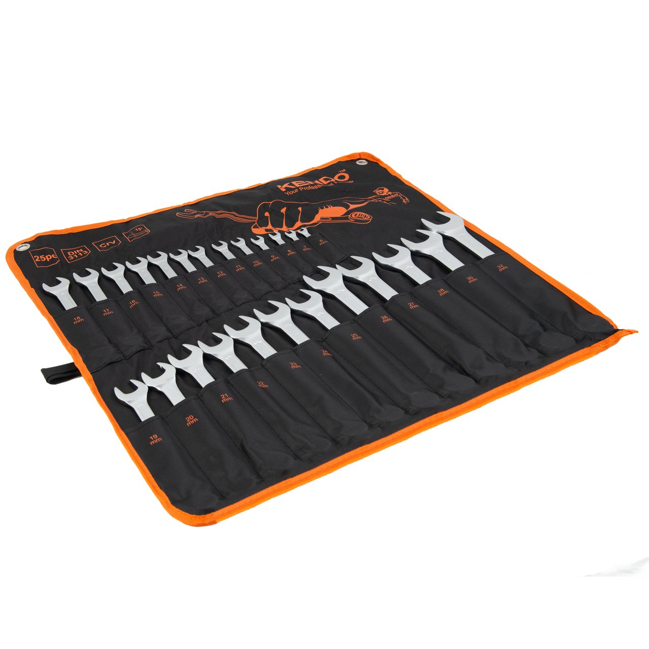 KENDO KOMBINASJONSNØKKELSETT 25 DELER M/ NYLONBAG KENDO KOMBINASJONSNØKKELSETT 25 DELER M/ NYLONBAG