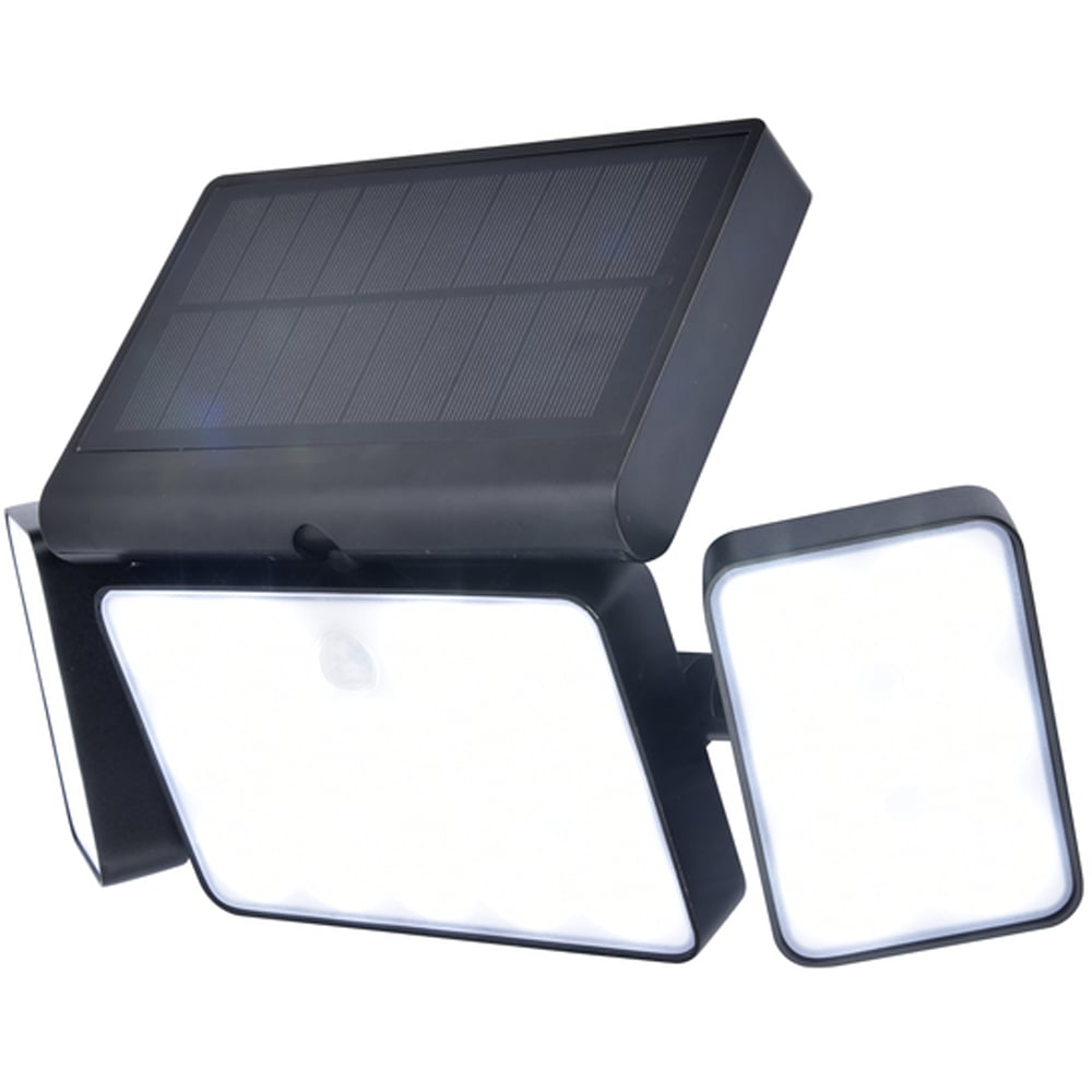 LUTEC TUDA SOLAR LAMPE SORT MED 3 BEVEGELIGE LYSHODER