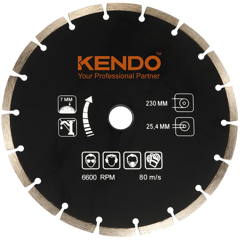 KENDO DIAMANTBLAD SEGMENTERT Ø230X16/22,5/25,4 KENDO DIAMANTBLAD SEGMENTERT Ø230X16/22,5/25,4