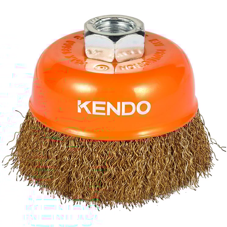 KENDO KOBBERBELAGT STÅLBØRSTE 100MM TIL M14 SPINDEL KENDO KOBBERBELAGT STÅLBØRSTE 100MM TIL M14 SPINDEL
