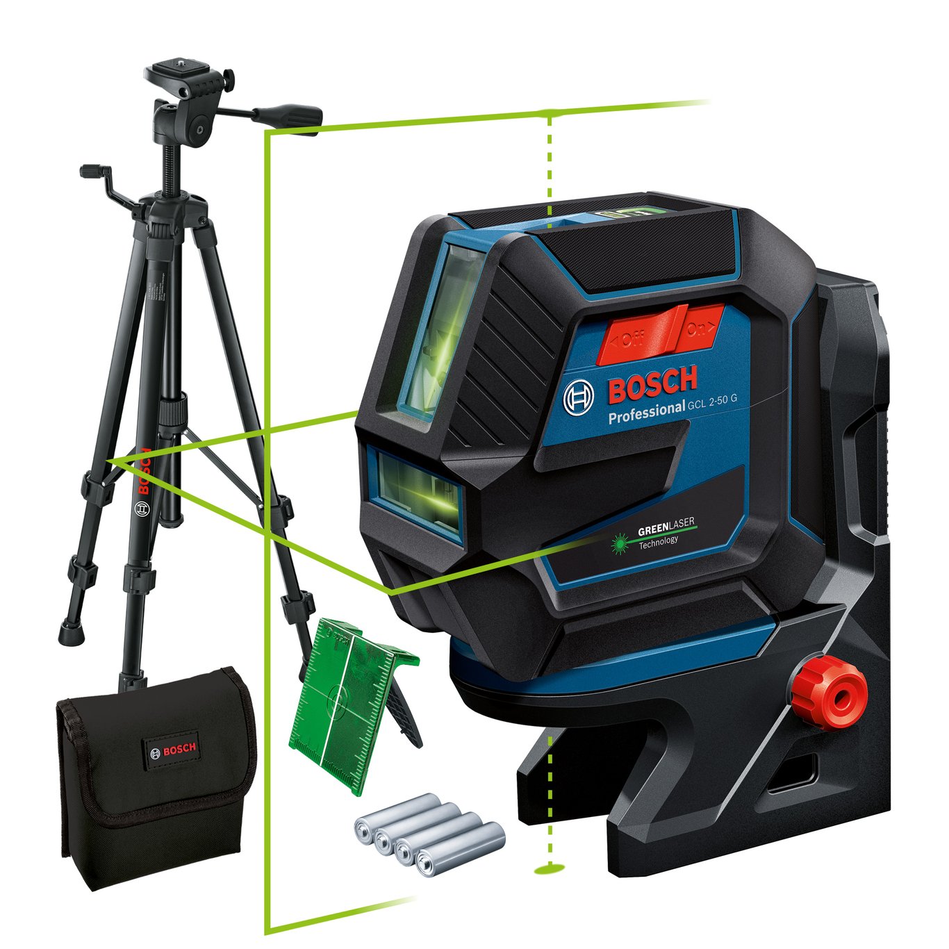 BOSCH KOMBILASER GRØNN GCL 2-50/RM10/BT150