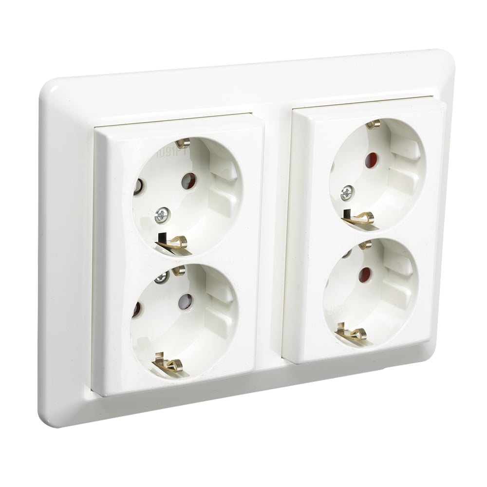 ELKO STIKKONTAKT 4-VEIS M/JORD INNFELT HVIT ELKO STIKKONTAKT 4-VEIS M/JORD INNFELT HVIT