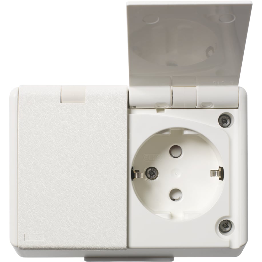 ELKO STIKKONTAKT DOBBEL IP44 PÅVEGG RS16 HVIT ELKO STIKKONTAKT DOBBEL IP44 PÅVEGG RS16 HVIT