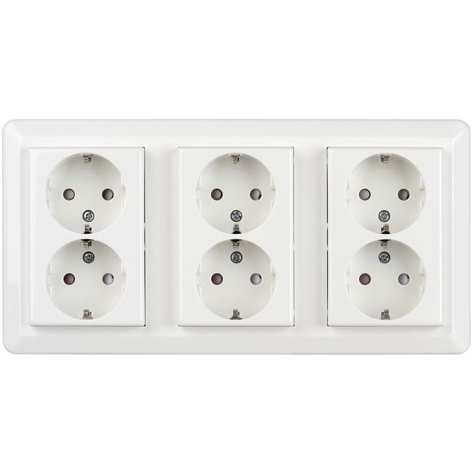 ELKO STIKKONTAKT 6-VEIS M/JORD INNFELT HVIT ELKO STIKKONTAKT 6-VEIS M/JORD INNFELT HVIT