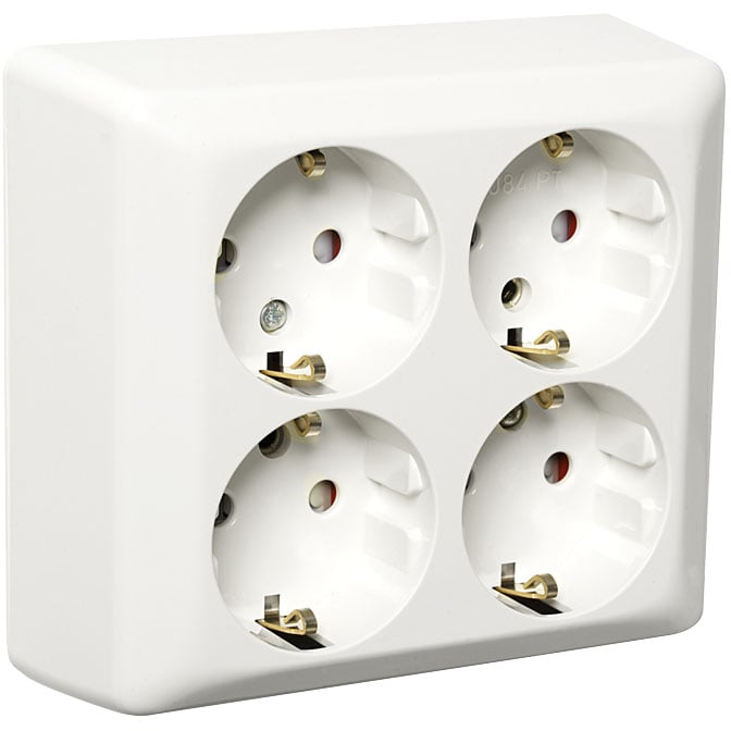 ELKO STIKKONTAKT 4-VEIS M/JORD PÅVEGG HVIT ELKO STIKKONTAKT 4-VEIS M/JORD PÅVEGG HVIT