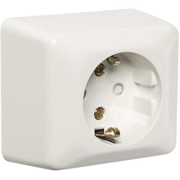 ELKO STIKKONTAKT ENKEL M/JORD PÅVEGG RS1013 HVIT ELKO STIKKONTAKT ENKEL M/JORD PÅVEGG RS1013 HVIT