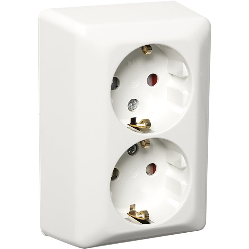 ELKO STIKKONTAKT DOBBEL M/JORD PÅVEGG RS16 HVIT ELKO STIKKONTAKT DOBBEL M/JORD PÅVEGG RS16 HVIT