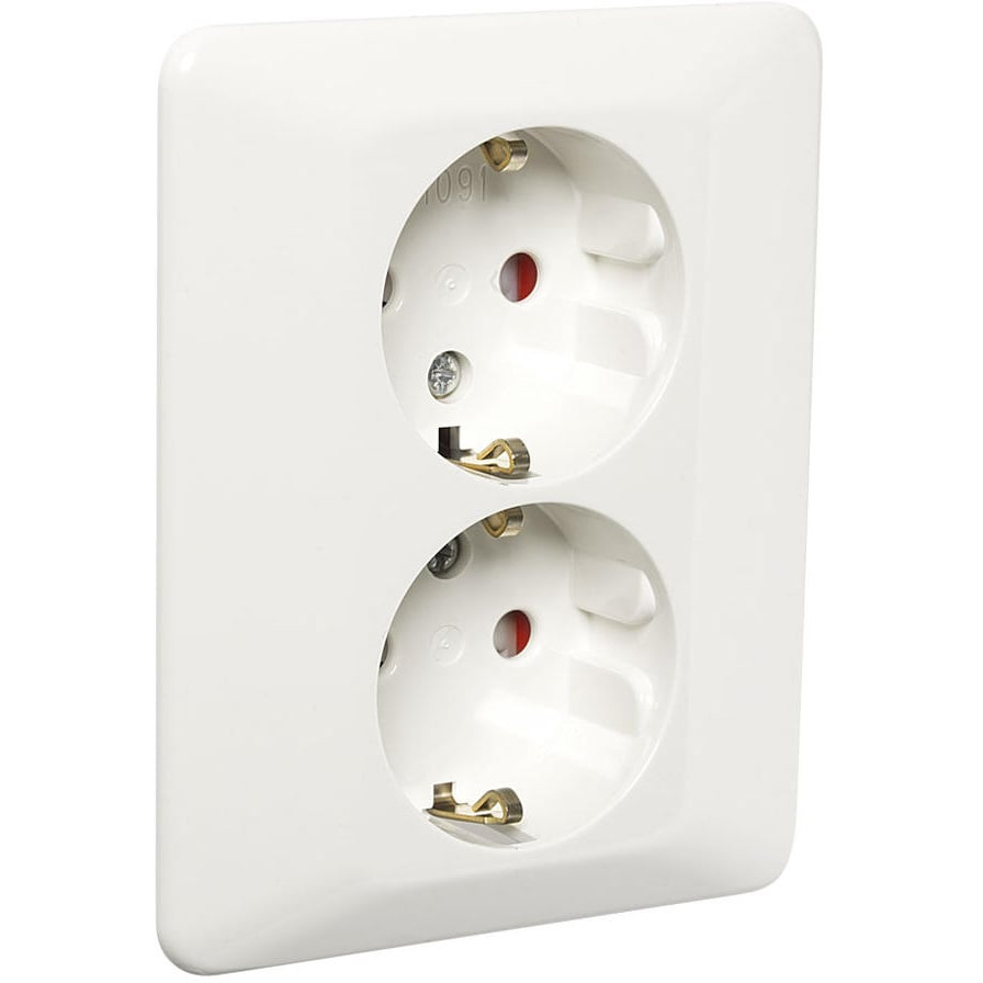 ELKO STIKKONTAKT DOBBEL M/JORD INNFELT RS1091 LAV HVIT ELKO STIKKONTAKT DOBBEL M/JORD INNFELT RS1091 LAV HVIT