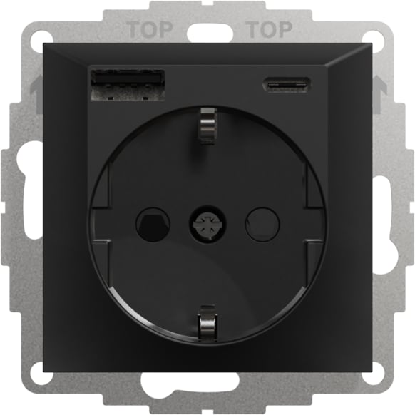 ELKO PLUS USB A+C ENKEL STIKK M/JORD SORT ELKO PLUS USB A+C ENKEL STIKK M/JORD SORT