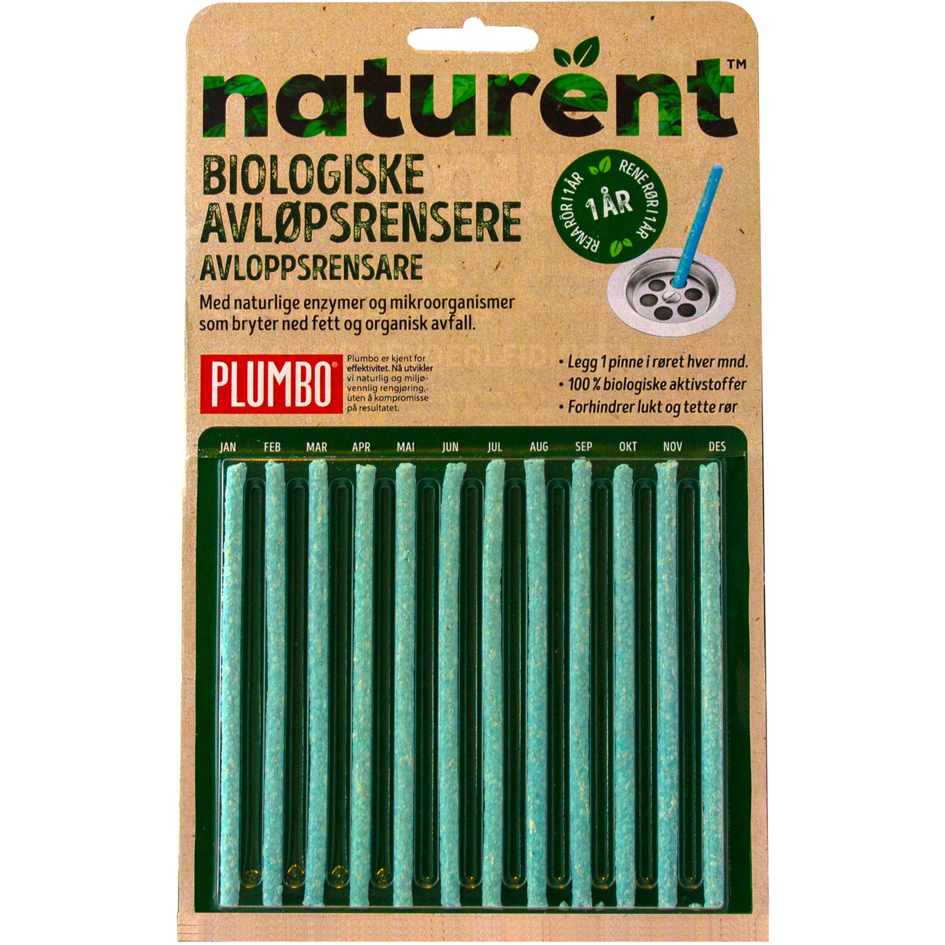 PLUMBO NATURENT BIOLOGISKE AVLØPSRENSERE - RØRPINNER PLUMBO NATURENT BIOLOGISKE AVLØPSRENSERE - RØRPINNER