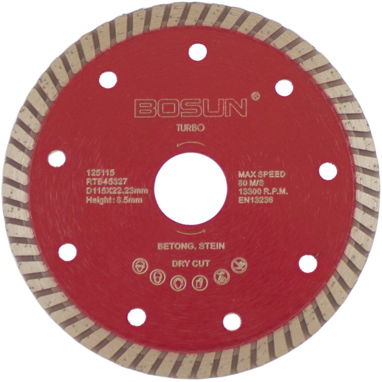 BOSUN DIAMANTBLAD TURBO 115/22.2 MM RØD BOSUN DIAMANTBLAD TURBO 115/22.2 MM RØD