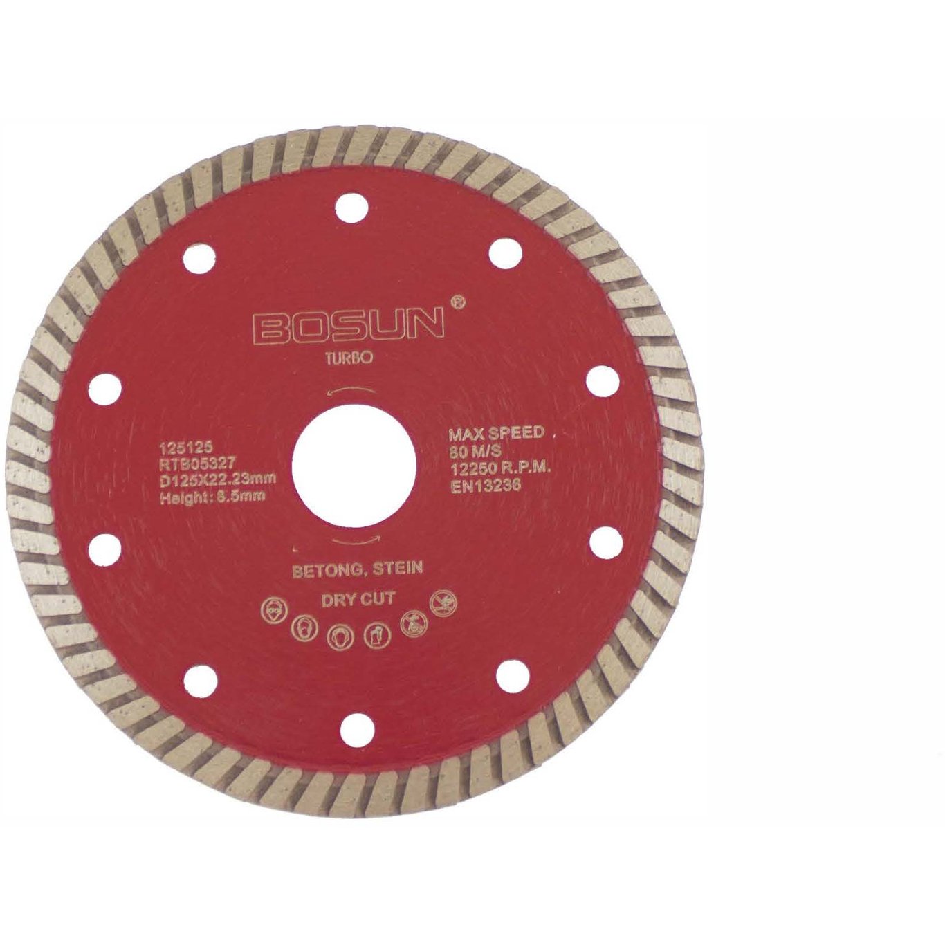 BOSUN DIAMANTBLAD TURBO 125/22.2 MM RØD BOSUN DIAMANTBLAD TURBO 125/22.2 MM RØD