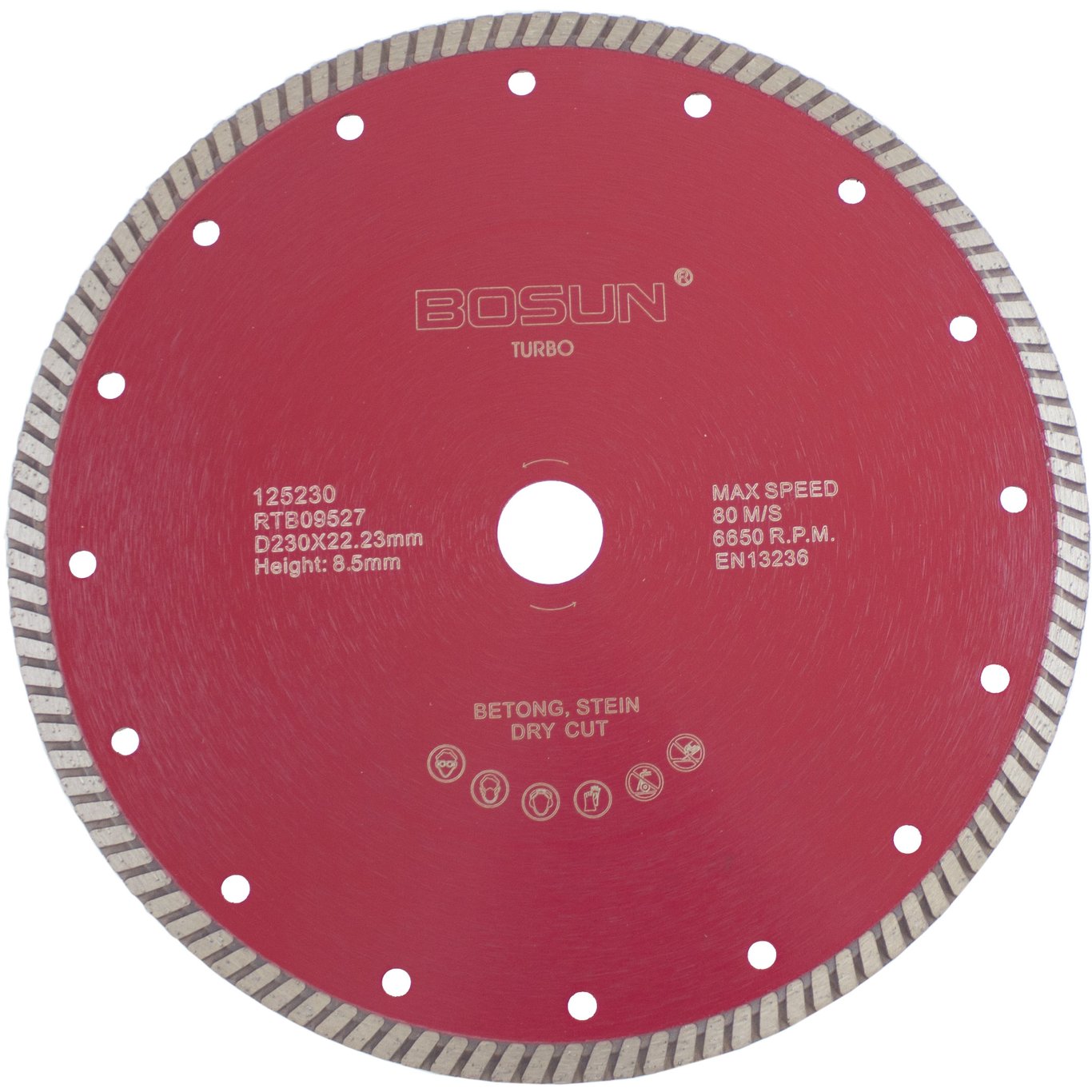 BOSUN DIAMANTBLAD TURBO 230/22.2 MM RØD BOSUN DIAMANTBLAD TURBO 230/22.2 MM RØD