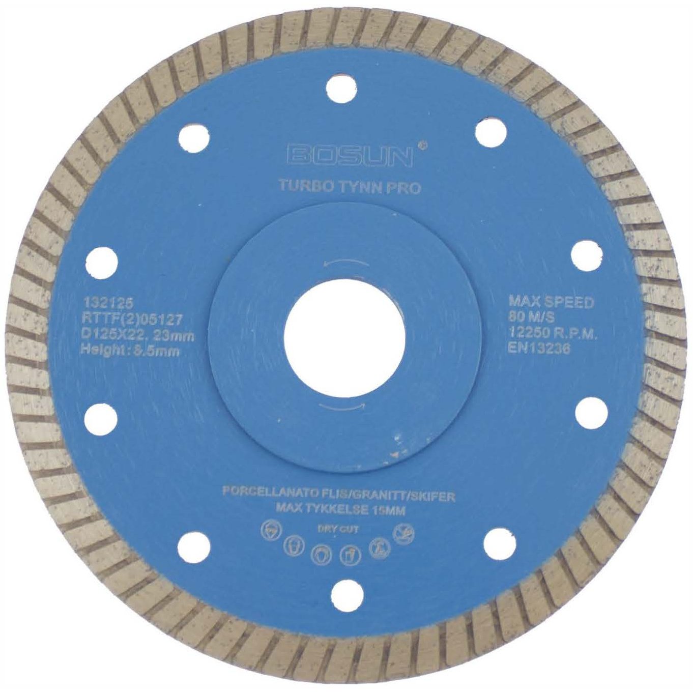 BOSUN DIAMANTBLAD TURBO TYNN 125/22.2 MM PRO BLÅ BOSUN DIAMANTBLAD TURBO TYNN 125/22.2 MM PRO BLÅ