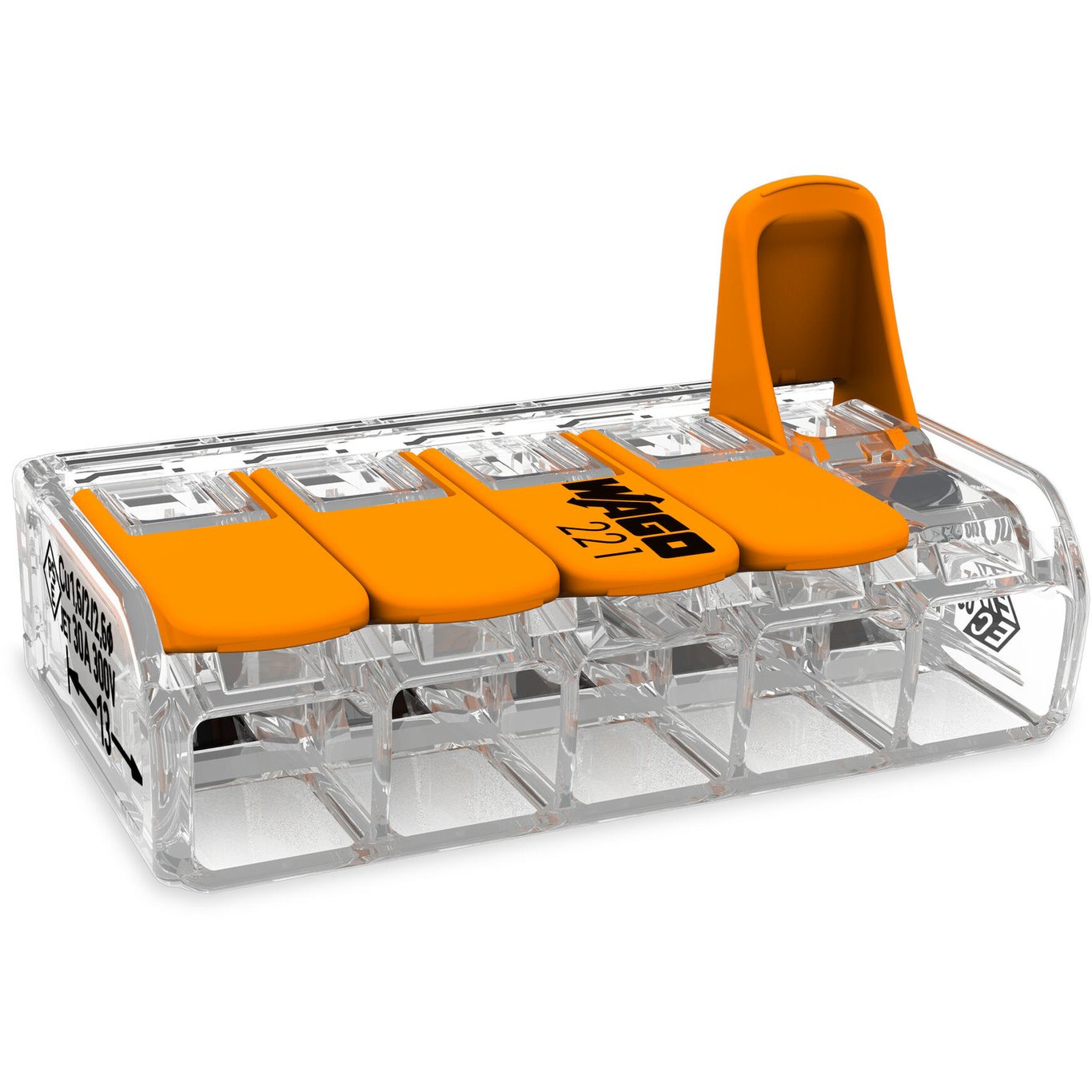 WAGO 221-615 5-LEDER KOBLINGSKLEMME TRANSPARENT 5 STK WAGO 221-615 5-LEDER KOBLINGSKLEMME TRANSPARENT 5 STK