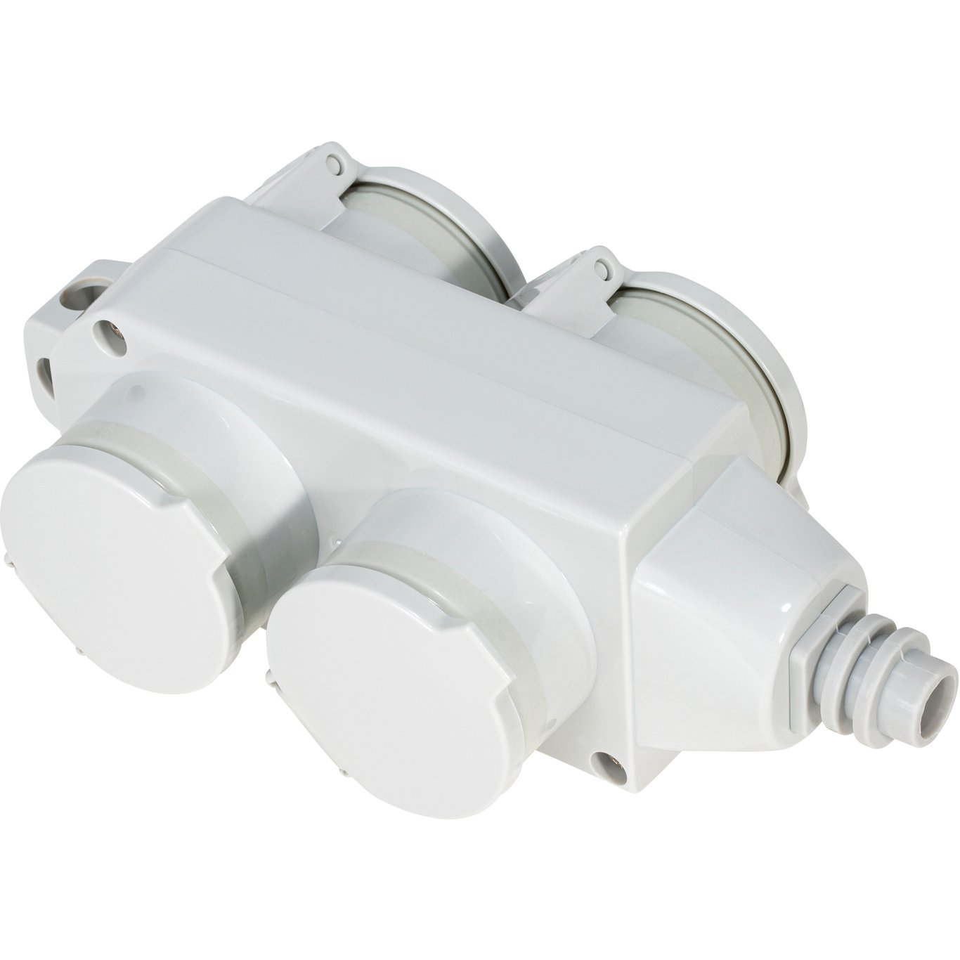 SKJØTEKONTAKT 4-VEIS M/JORD M/LOKK GRÅ SKJØTEKONTAKT 4-VEIS M/JORD M/LOKK GRÅ