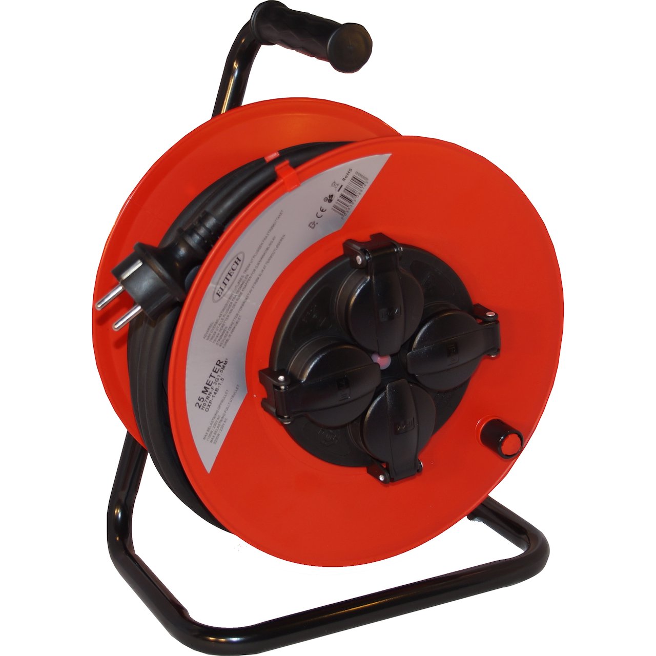 ELITECH KABELTROMMEL 4-VEIS 25M 3X1,5 H07RN-F STÅL TROMMEL ELITECH KABELTROMMEL 4-VEIS 25M 3X1,5 H07RN-F STÅL TROMMEL