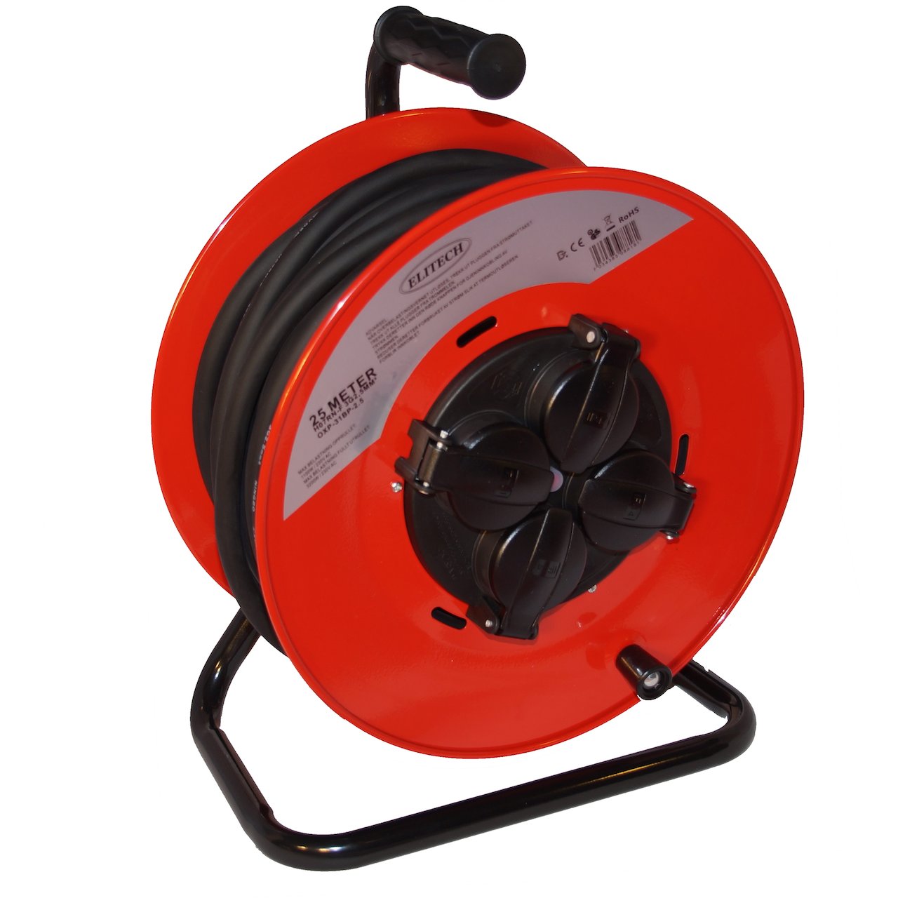 ELITECH KABELTROMMEL 4-VEIS 25M 3X2,5 H07RN-F STÅLTROMMEL ELITECH KABELTROMMEL 4-VEIS 25M 3X2,5 H07RN-F STÅLTROMMEL