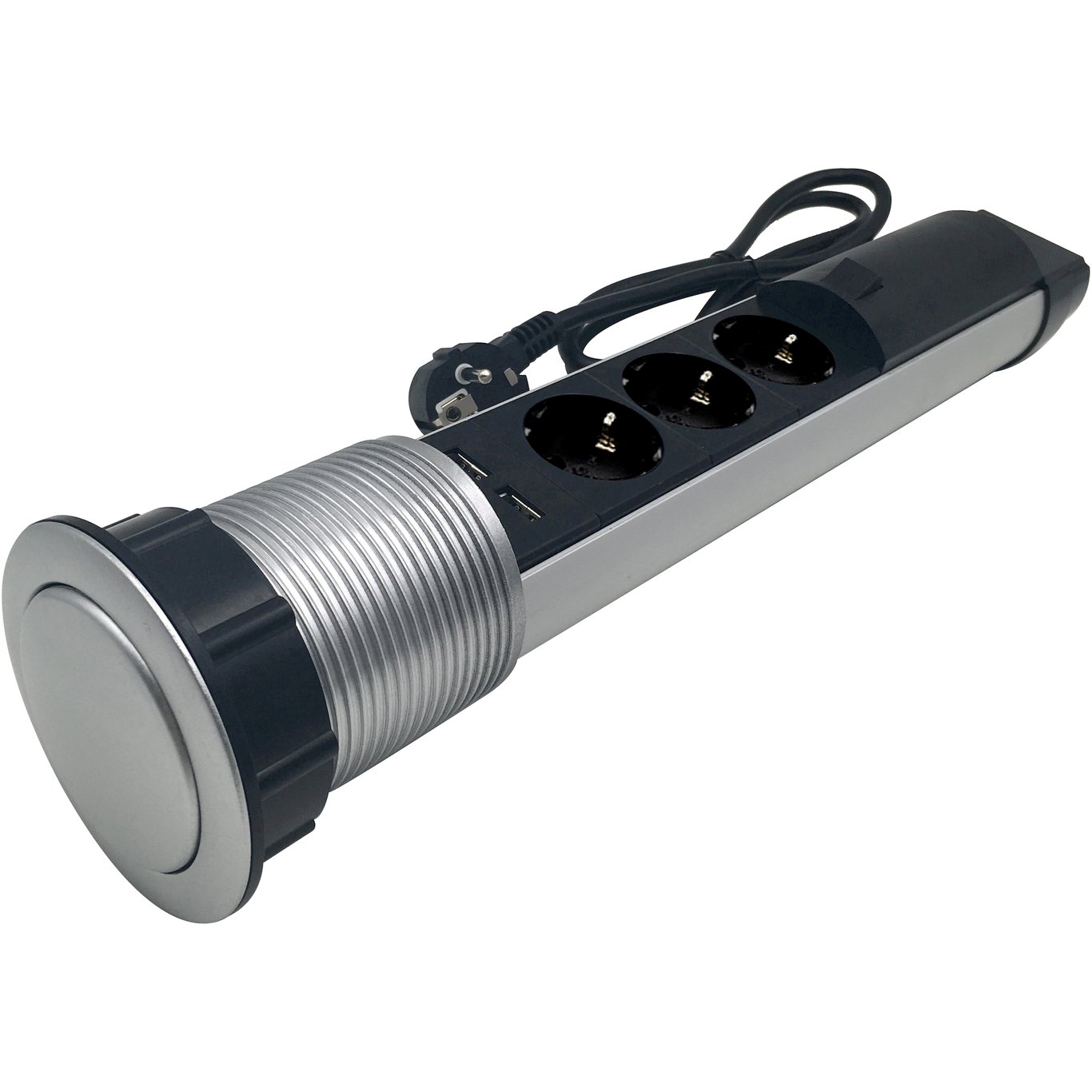 STIKKONTAKT POP-UP 3 UTTAK M/JORD + 2 UTTAK USB 2.1A Ø76MM STIKKONTAKT POP-UP 3 UTTAK M/JORD + 2 UTTAK USB 2.1A Ø76MM