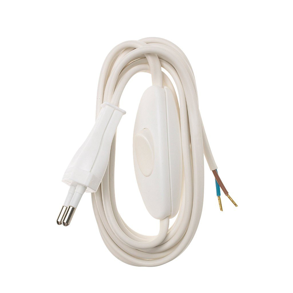 NETTKABEL PL 2X0.75MM2 M/BRYTER 2,5METER HVIT NETTKABEL PL 2X0.75MM2 M/BRYTER 2,5METER HVIT
