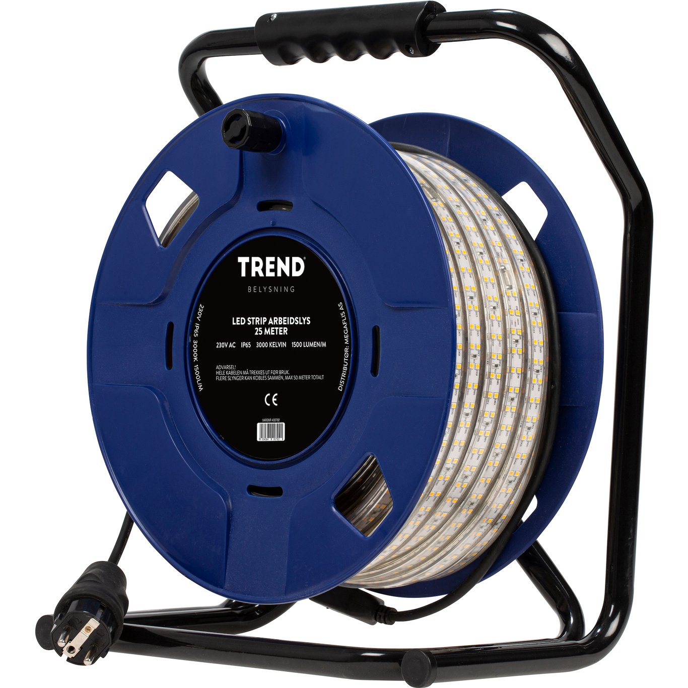 TREND ARBEIDSLYS LED STRIP 25M TROMMEL 3000K/1500L IP65 TREND ARBEIDSLYS LED STRIP 25M TROMMEL 3000K/1500L IP65