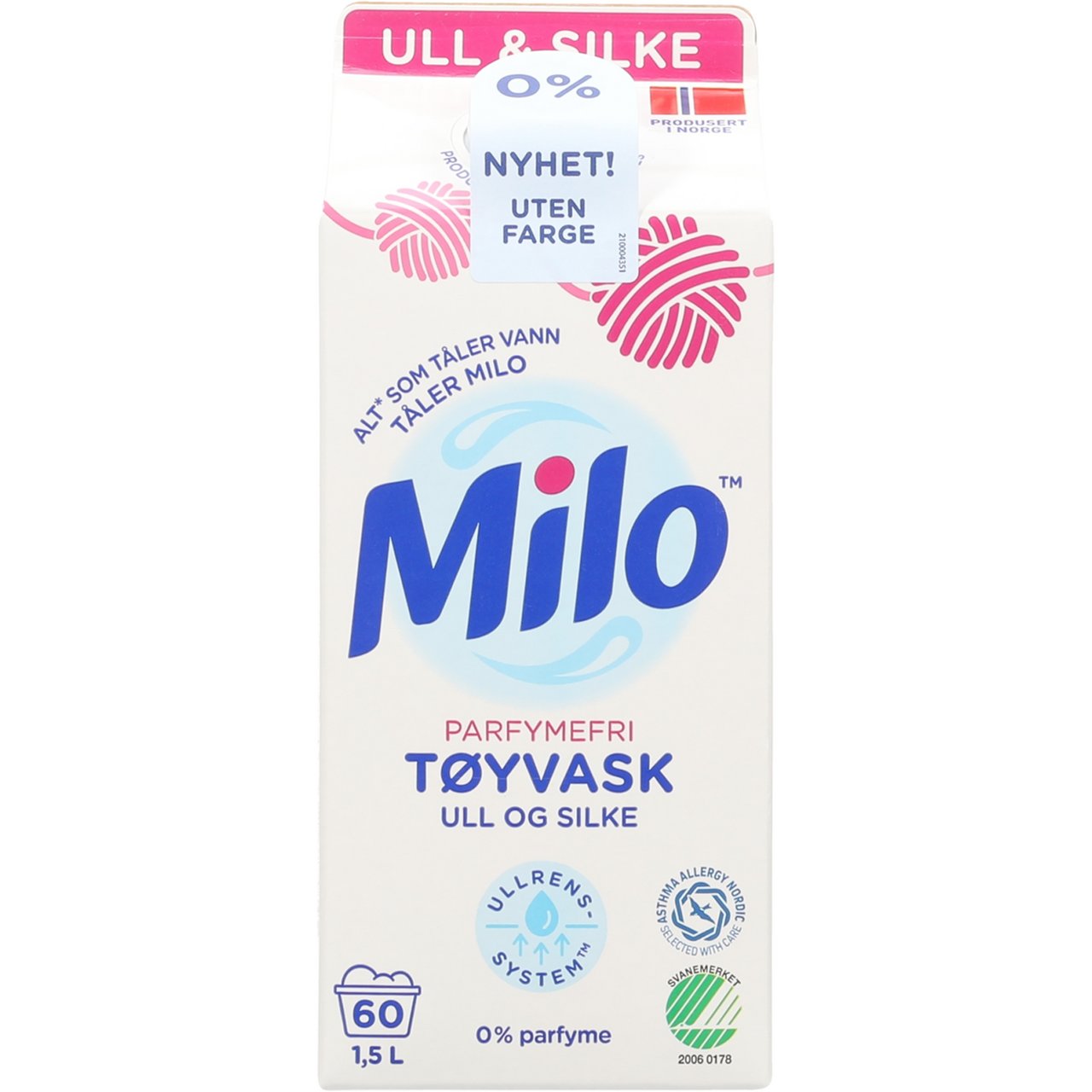 MILO PARFYMEFRI TØYVASK 1,5L MILO PARFYMEFRI TØYVASK 1,5L