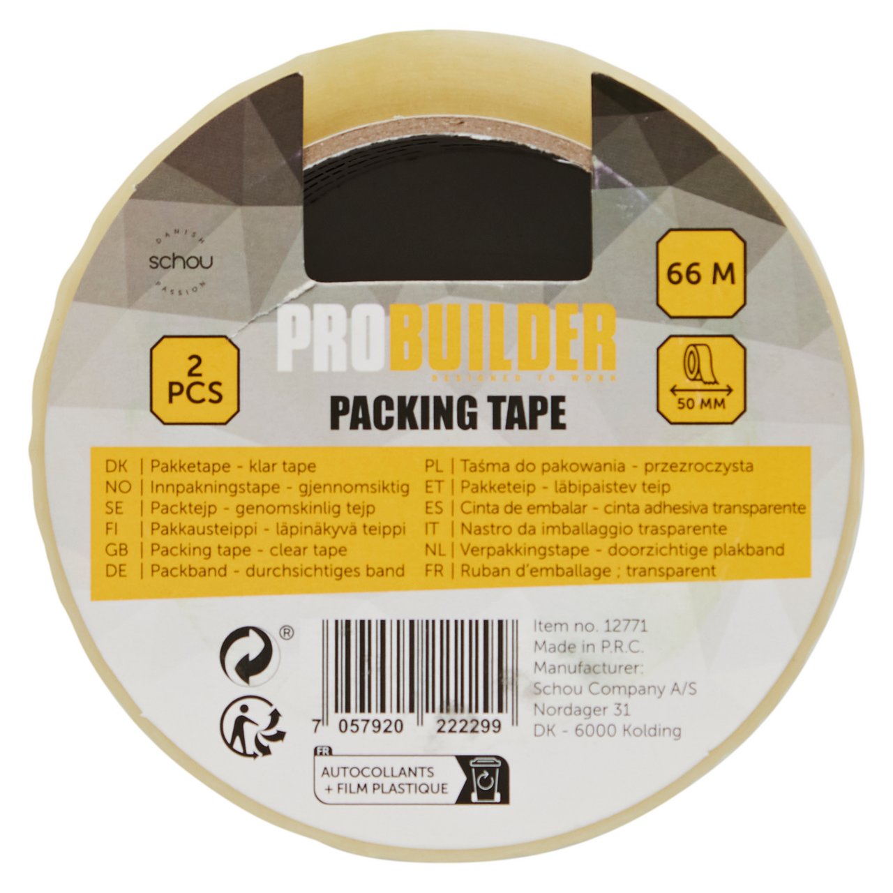 PROBUILDER PAKKETAPE 50MMX66M KLAR 2PK PROBUILDER PAKKETAPE 50MMX66M KLAR 2PK