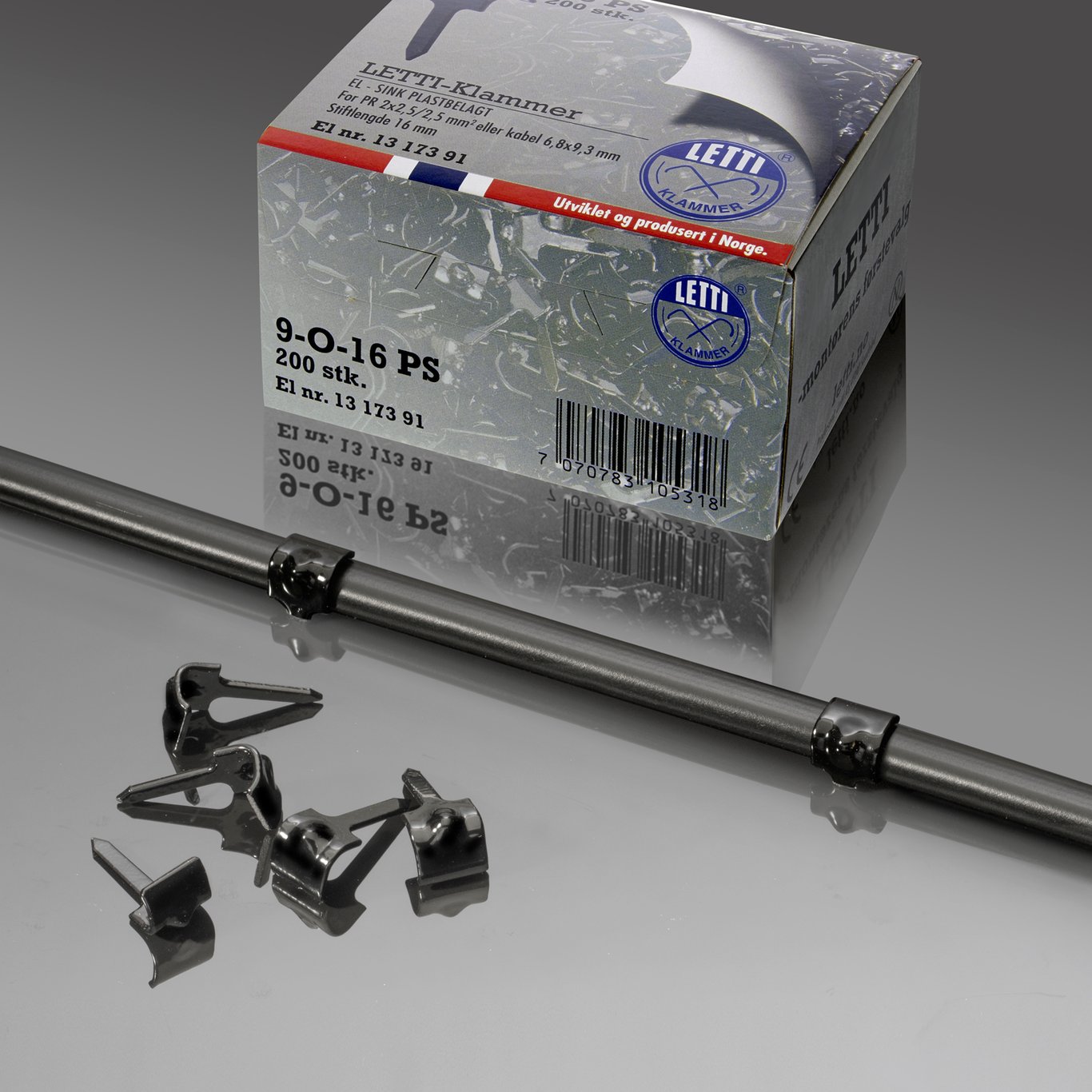 LETTI-KLAMMER 9-0-16 PS PR2X2,5 SORT 200 STK LETTI-KLAMMER 9-0-16 PS PR2X2,5 SORT 200 STK
