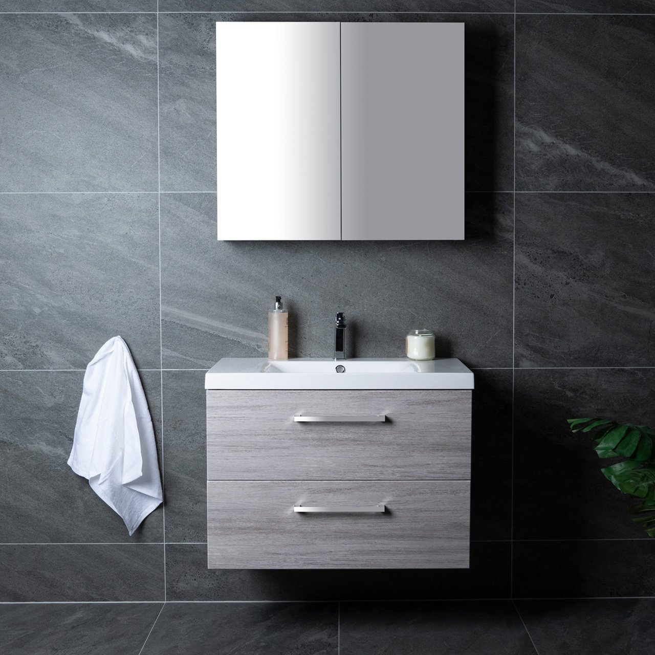 LIND LUXURY 80 GRÅ SPEILSKAP