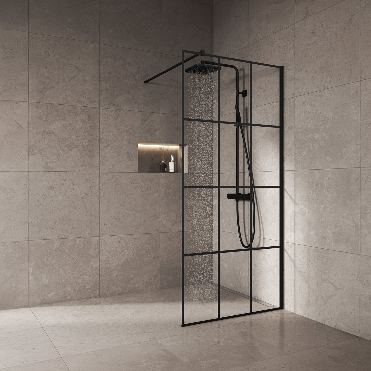 CELESTE NERO DUSJVEGG 90X190 CM - HØYRE M/ SIKKERHETSFOLIE, SORT CELESTE NERO DUSJVEGG 90X190 CM - HØYRE M/ SIKKERHETSFOLIE, SORT