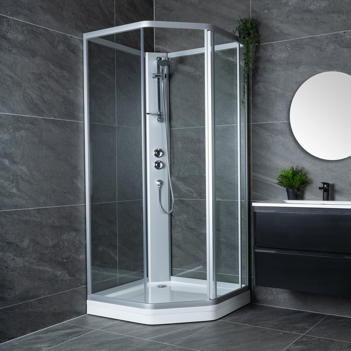 CELESTE PRIMERO DUSJKABINETT 90X90X205 CM M/SIKKERHETSFOLIE, SATIN CELESTE PRIMERO DUSJKABINETT 90X90X205 CM M/SIKKERHETSFOLIE, SATIN