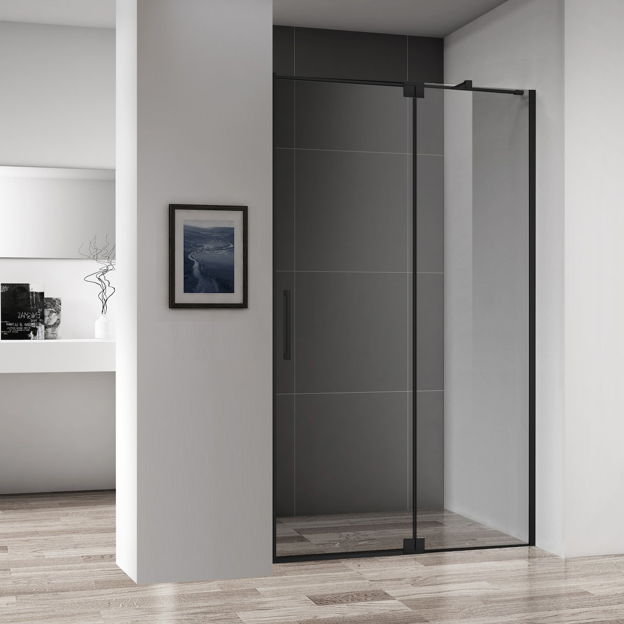 CELESTE AMORE FRONT TIL DUSJHJØRNE 120X200CM 8MM - VENSTRE M/SIKKERHETSFOLIE, SORT