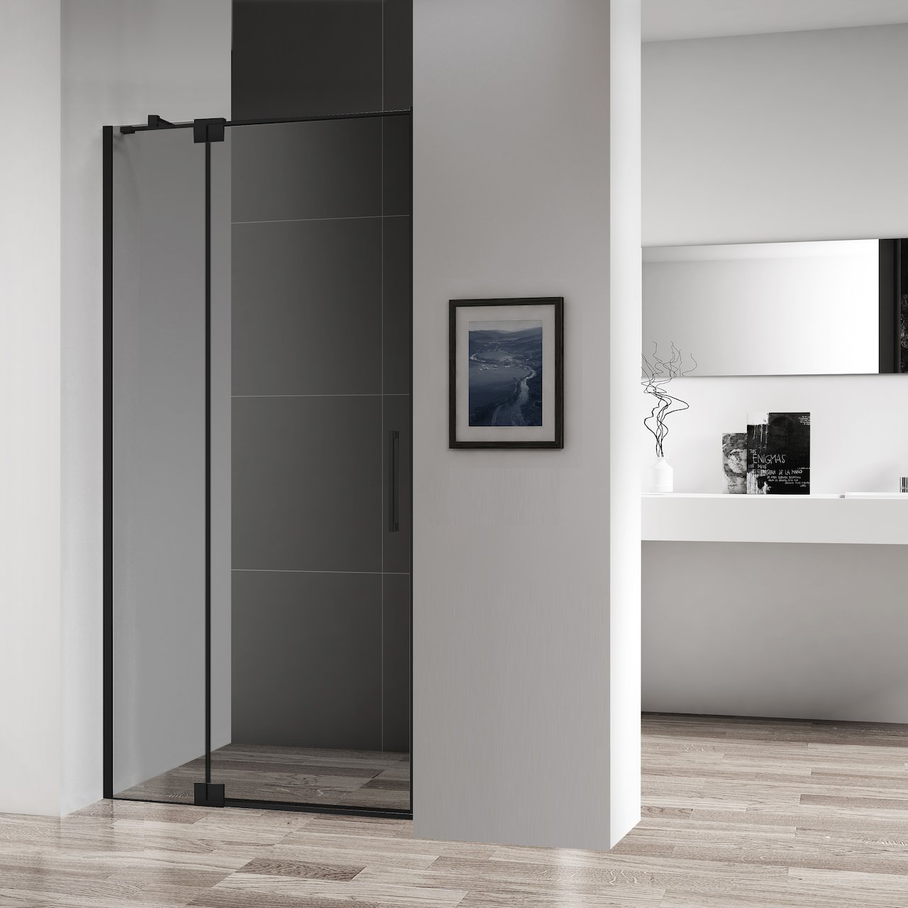 CELESTE AMORE FRONT TIL DUSJHJØRNE 90X200 CM 8MM - HØYRE M/SIKKERHETSFOLIE, SORT