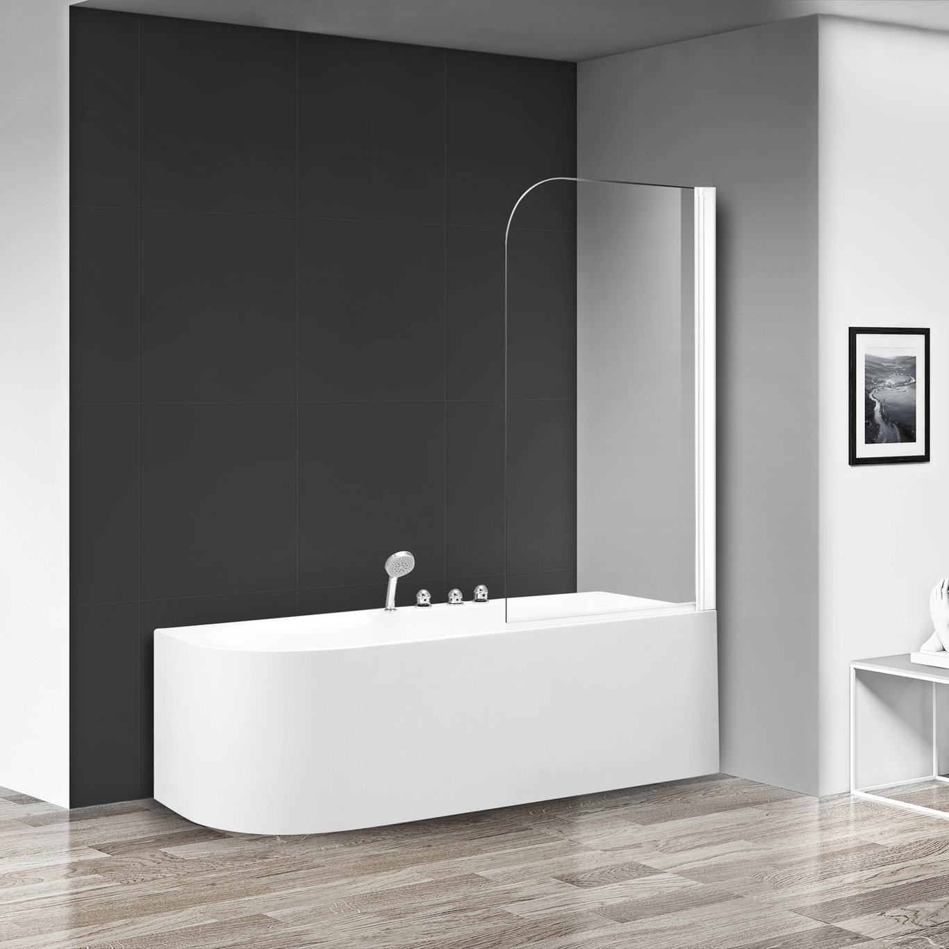 CELESTE BADEKARVEGG 75X140 CM - HØYRE M/SIKKERHETSFOLIE HVIT CELESTE BADEKARVEGG 75X140 CM - HØYRE M/SIKKERHETSFOLIE HVIT